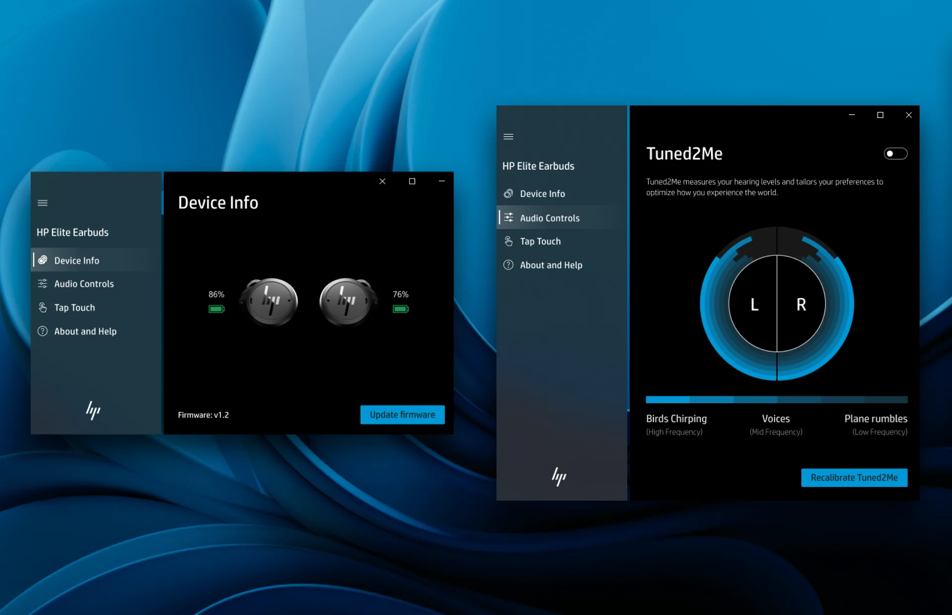 HP Elite Earbuds Windows OS app cover — the systray-resident companion app for HP's wireless earbuds.